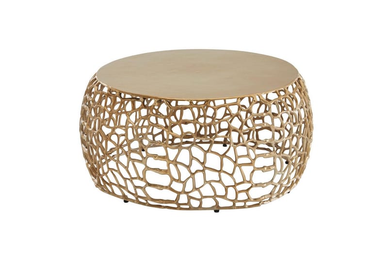 Soffbord Wohnling aluminiumgjutning, rund 60 cm handgjord, modern stil Guld - Guld - Möbler - Bord & matgrupp - Soffbord