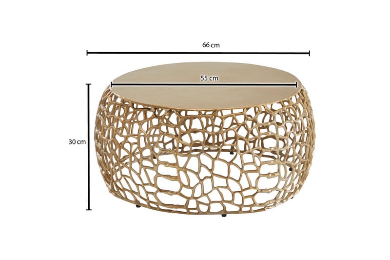 Soffbord Wohnling aluminiumgjutning, rund 60 cm handgjord, modern stil Guld - Guld - Möbler - Bord & matgrupp - Soffbord