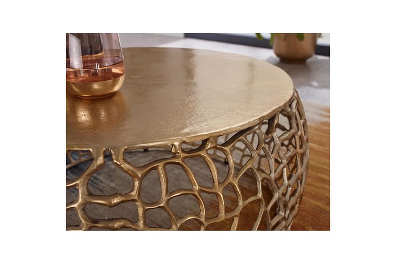 Soffbord Wohnling aluminiumgjutning, rund 60 cm handgjord, modern stil Guld - Guld - Möbler - Bord & matgrupp - Soffbord