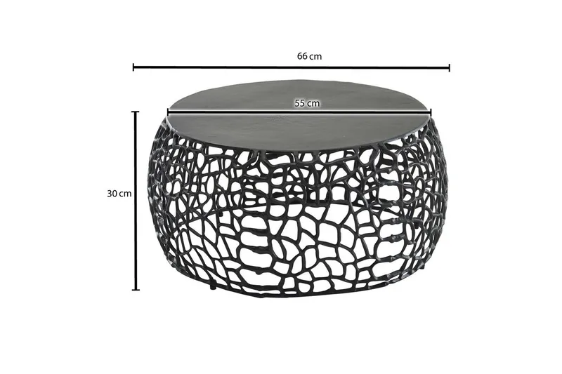Soffbord Wohnling aluminiumgjutning, rund 60 cm handgjord, modern stil Svart - Svart - Möbler - Bord & matgrupp - Soffbord