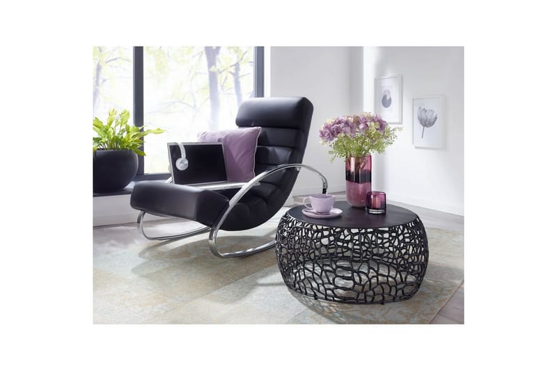 Soffbord Wohnling aluminiumgjutning, rund 60 cm handgjord, modern stil Svart - Svart - Möbler - Bord & matgrupp - Soffbord