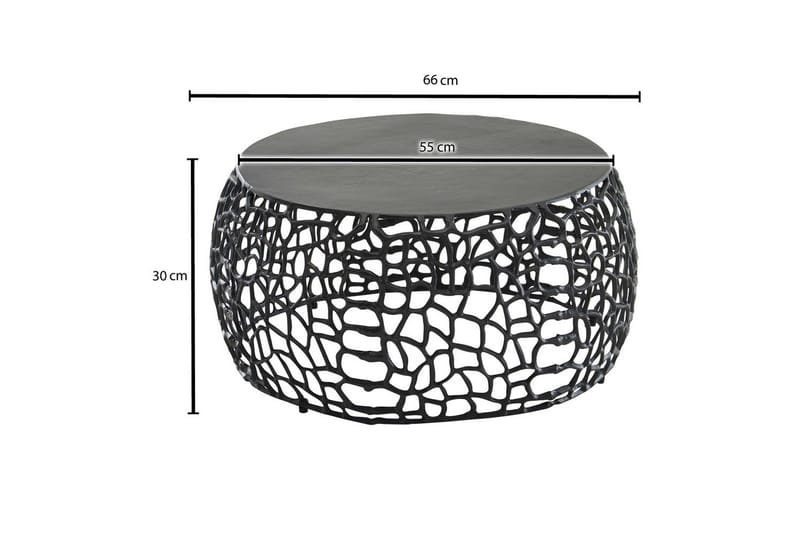 Soffbord Wohnling aluminiumgjutning, rund 60 cm handgjord, modern stil Svart - Svart - Möbler - Bord & matgrupp - Soffbord
