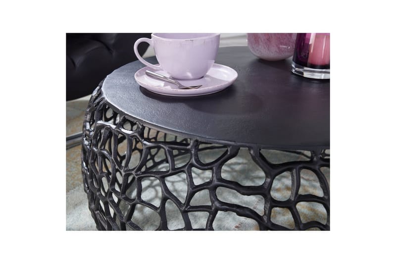 Soffbord Wohnling aluminiumgjutning, rund 60 cm handgjord, modern stil Svart - Svart - Möbler - Bord & matgrupp - Soffbord