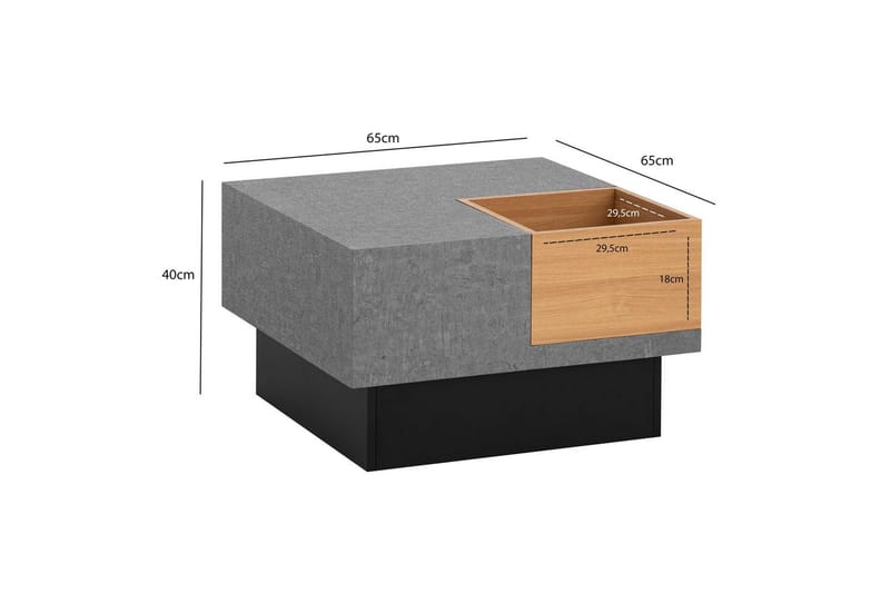 Soffbord Wohnling Betong-look fyrkantig 65 cm med förvaringsutrymme modern look - Möbler - Bord & matgrupp - Soffbord