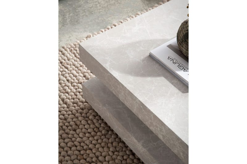 Soffbord Wohnling fyrkant 60 cm, stenoptikstil, modern look Beige - Beige - Möbler - Bord & matgrupp - Marmorbord