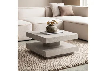 Soffbord Wohnling fyrkant 60 cm, stenoptikstil, modern look Beige - Beige - Möbler - Bord & matgrupp - Marmorbord