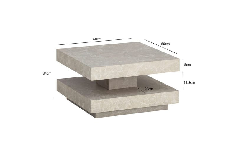 Soffbord Wohnling fyrkant 60 cm, stenoptikstil, modern look Beige - Beige - Möbler - Bord & matgrupp - Marmorbord