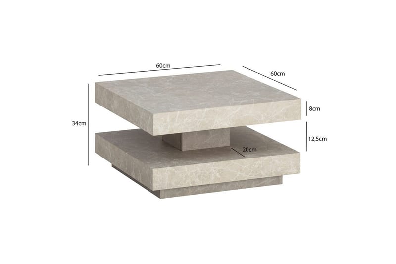 Soffbord Wohnling fyrkant 60 cm, stenoptikstil, modern look Beige - Beige - Möbler - Bord & matgrupp - Soffbord