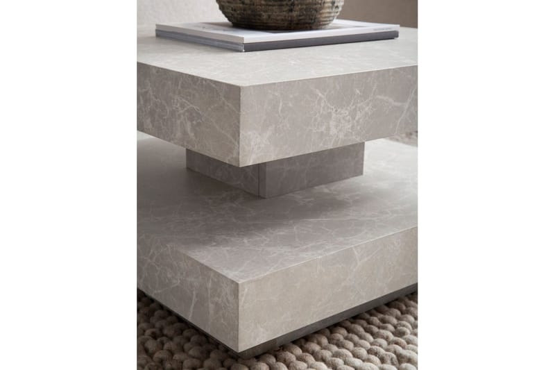 Soffbord Wohnling fyrkant 60 cm, stenoptikstil, modern look Beige - Beige - Möbler - Bord & matgrupp - Soffbord