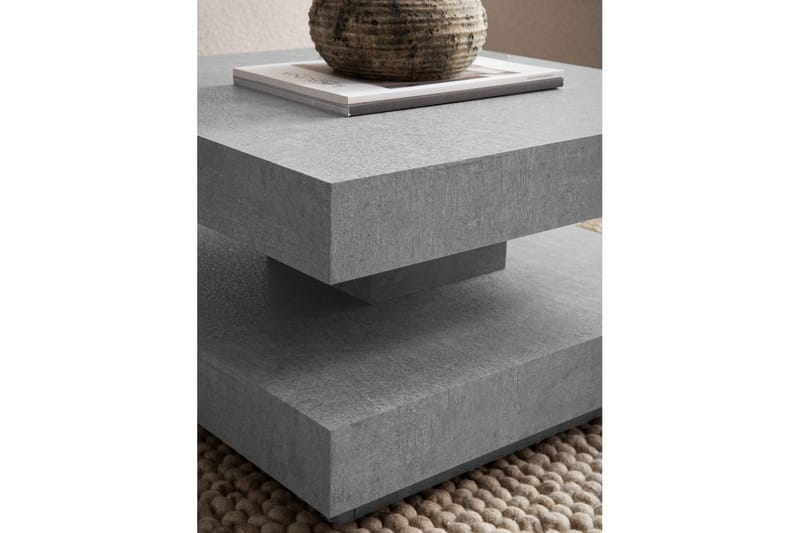 Soffbord Wohnling fyrkant 60 cm, stenoptikstil, modern look Grå - Grå - Möbler - Bord & matgrupp - Soffbord