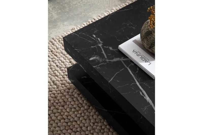 Soffbord Wohnling fyrkant 60 cm, stenoptikstil, modern look Marmor Svart - Marmor Svart - Möbler - Bord & matgrupp - Marmorbord