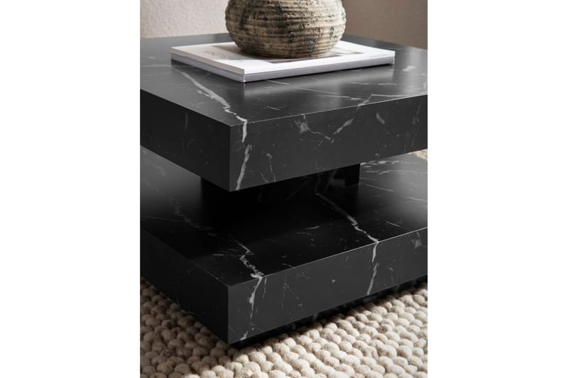 Soffbord Wohnling fyrkant 60 cm, stenoptikstil, modern look Marmor Svart - Marmor Svart - Möbler - Bord & matgrupp - Marmorbord