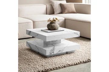 Soffbord Wohnling fyrkant 60 cm, stenoptikstil, modern look Marmor Vit - Marmor Vit - Möbler - Bord & matgrupp - Marmorbord