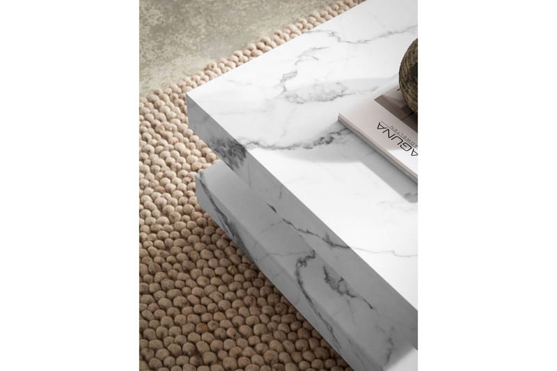 Soffbord Wohnling fyrkant 60 cm, stenoptikstil, modern look Marmor Vit - Marmor Vit - Möbler - Bord & matgrupp - Marmorbord