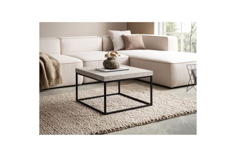 Soffbord Wohnling fyrkant 60 cm stenoptikstil, klassisk metallram, modern look Beige - Beige - Möbler - Bord & matgrupp - Soffbord