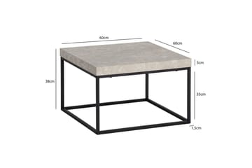 Soffbord Wohnling fyrkant 60 cm stenoptikstil, klassisk metallram, modern look Beige - Beige - Möbler - Bord & matgrupp - Soffbord