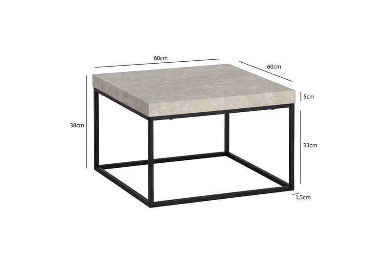 Soffbord Wohnling fyrkant 60 cm stenoptikstil, klassisk metallram, modern look Beige - Beige - Möbler - Bord & matgrupp - Soffbord