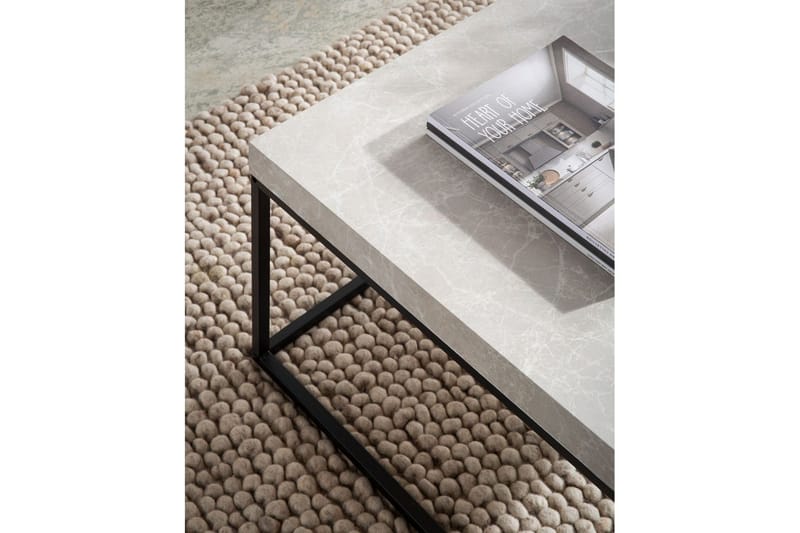 Soffbord Wohnling fyrkant 60 cm stenoptikstil, klassisk metallram, modern look Beige - Beige - Möbler - Bord & matgrupp - Soffbord