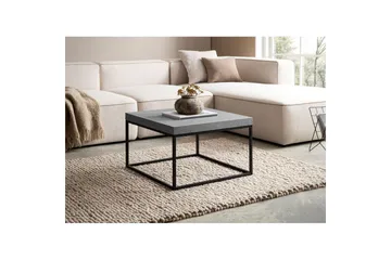 Soffbord Wohnling fyrkant 60 cm stenoptikstil, klassisk metallram, modern look Grå - Grå - Möbler - Bord & matgrupp - Soffbord