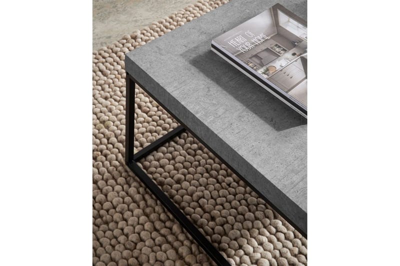 Soffbord Wohnling fyrkant 60 cm stenoptikstil, klassisk metallram, modern look Grå - Grå - Möbler - Bord & matgrupp - Soffbord