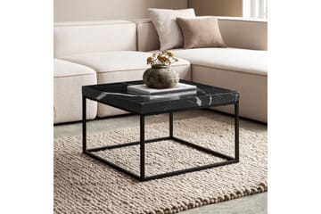 Soffbord Wohnling fyrkant 60 cm stenoptikstil, klassisk metallram, modern look Marmor Svart - Marmor Svart - Möbler - Bord & matgrupp - Soffbord