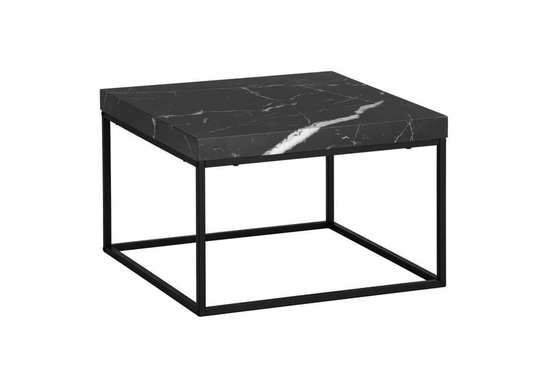 Soffbord Wohnling fyrkant 60 cm stenoptikstil, klassisk metallram, modern look Marmor Svart - Marmor Svart - Möbler - Bord & matgrupp - Soffbord