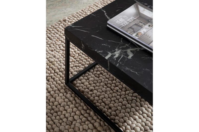 Soffbord Wohnling fyrkant 60 cm stenoptikstil, klassisk metallram, modern look Marmor Svart - Marmor Svart - Möbler - Bord & matgrupp - Soffbord