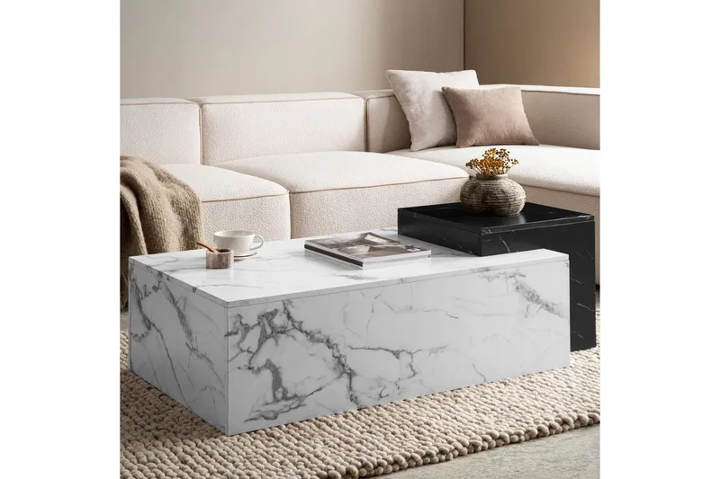 Soffbord Wohnling Marmorblockutseende Rektangulär Modern - Möbler - Bord & matgrupp - Marmorbord