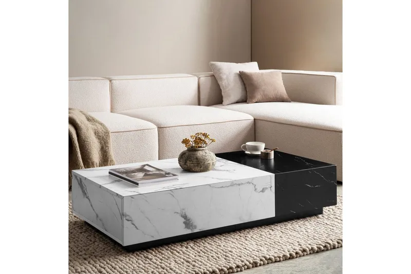 Soffbord Wohnling Marmorblockutseende Rektangulär Tvåfärgad Modern - Möbler - Bord & matgrupp - Marmorbord