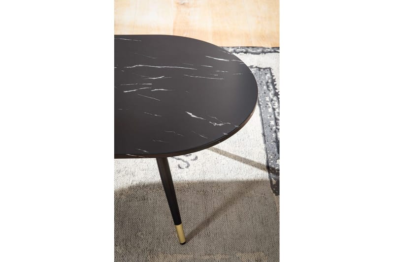 Soffbord Wohnling marmorlook 120 cm, oval modern stil Marmor Svart - Marmor Svart - Möbler - Bord & matgrupp - Marmorbord