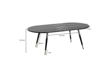 Soffbord Wohnling marmorlook 120 cm, oval modern stil Marmor Svart - Marmor Svart - Möbler - Bord & matgrupp - Marmorbord