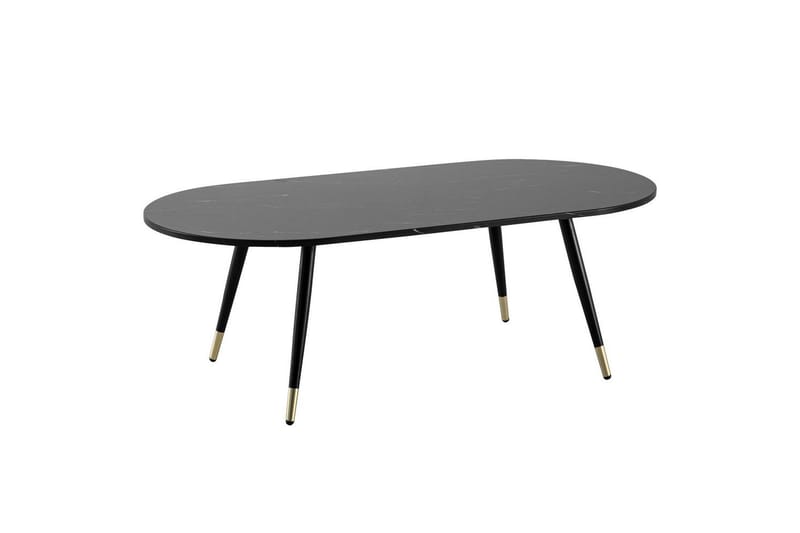 Soffbord Wohnling marmorlook 120 cm, oval modern stil Marmor Svart - Marmor Svart - Möbler - Bord & matgrupp - Soffbord
