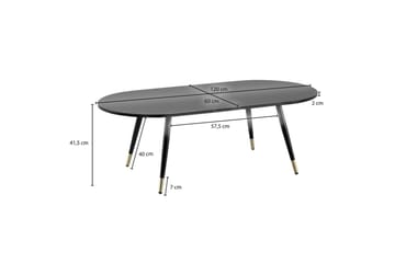 Soffbord Wohnling marmorlook 120 cm, oval modern stil Marmor Svart - Marmor Svart - Möbler - Bord & matgrupp - Soffbord