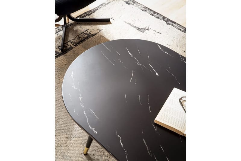 Soffbord Wohnling marmorlook 120 cm, oval modern stil Marmor Svart - Marmor Svart - Möbler - Bord & matgrupp - Soffbord