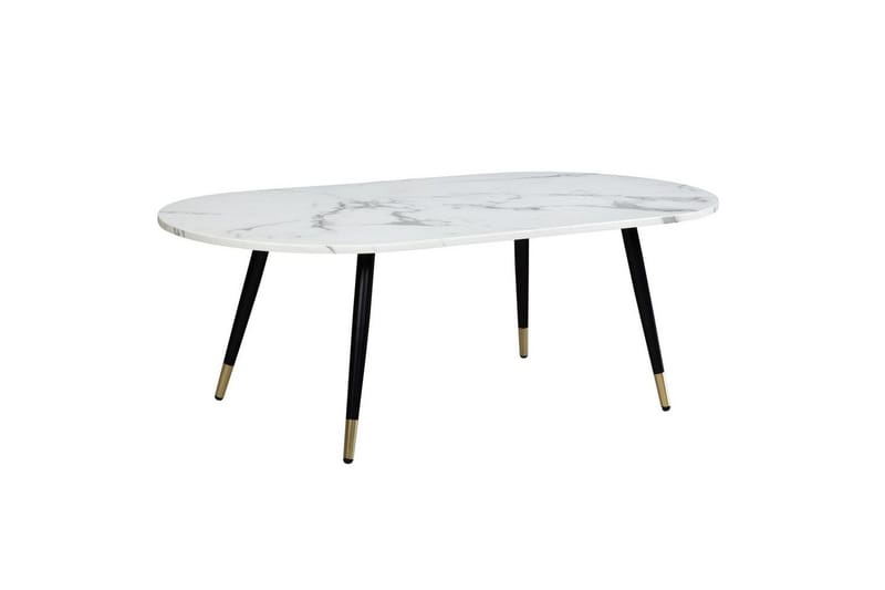 Soffbord Wohnling marmorlook 120 cm, oval modern stil Marmor Vit, Marmor Vit