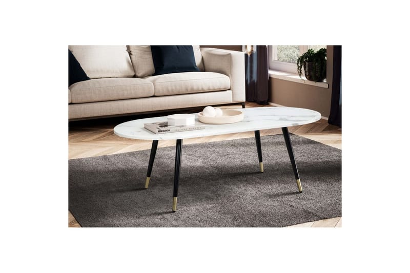 Soffbord Wohnling marmorlook 120 cm, oval modern stil Marmor Vit - Marmor Vit - Möbler - Bord & matgrupp - Soffbord