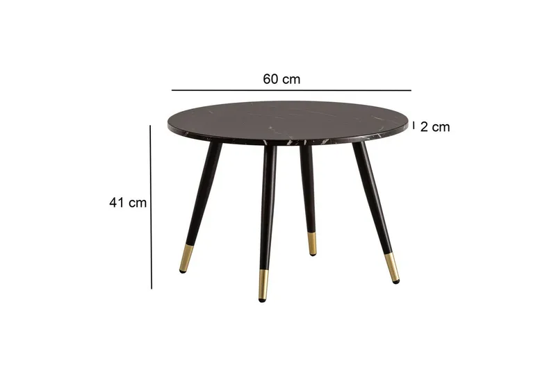 Soffbord Wohnling marmorlook 60 cm rund, modern stil Marmor Svart - Marmor Svart - Möbler - Bord & matgrupp - Marmorbord