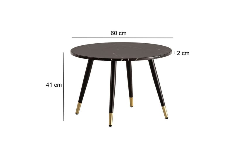 Soffbord Wohnling marmorlook 60 cm rund, modern stil Marmor Svart - Marmor Svart - Möbler - Bord & matgrupp - Soffbord