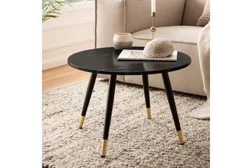 Soffbord Wohnling marmorlook 60 cm rund, modern stil Marmor Svart - Marmor Svart - Möbler - Bord & matgrupp - Soffbord