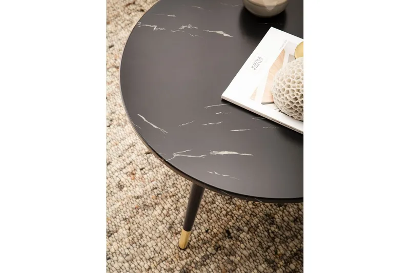 Soffbord Wohnling marmorlook 60 cm rund, modern stil Marmor Svart - Marmor Svart - Möbler - Bord & matgrupp - Marmorbord