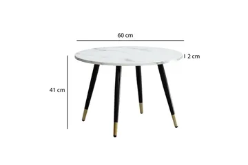 Soffbord Wohnling marmorlook 60 cm rund, modern stil Marmor Vit - Marmor Vit - Möbler - Bord & matgrupp - Soffbord