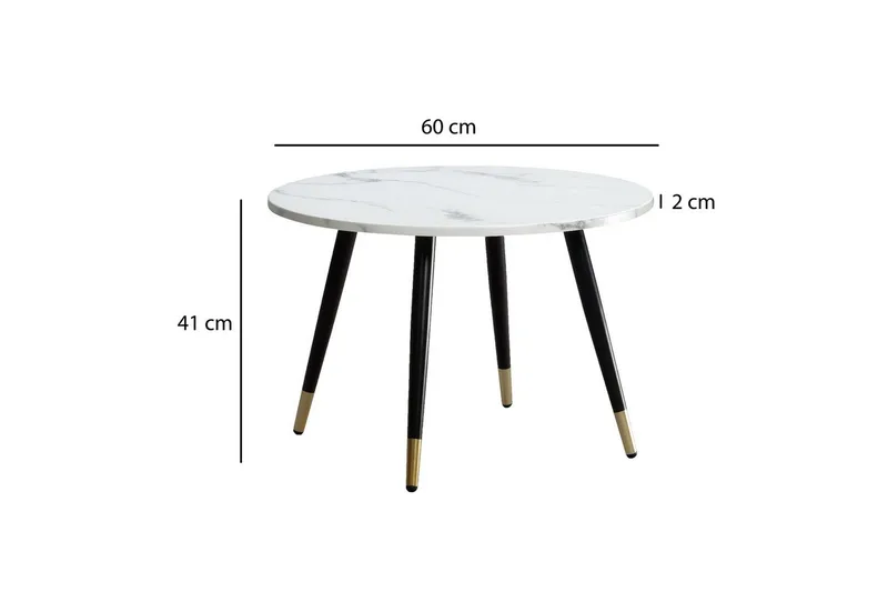 Soffbord Wohnling marmorlook 60 cm rund, modern stil Marmor Vit - Marmor Vit - Möbler - Bord & matgrupp - Soffbord