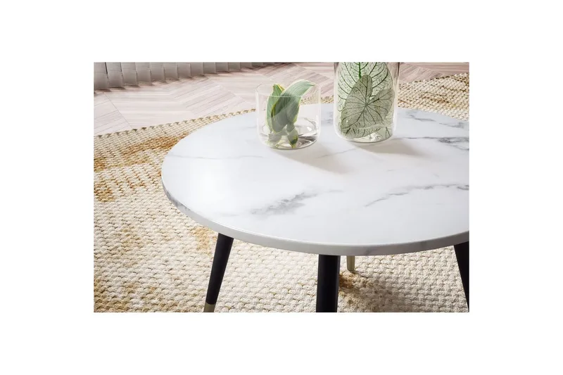 Soffbord Wohnling marmorlook 60 cm rund, modern stil Marmor Vit - Marmor Vit - Möbler - Bord & matgrupp - Soffbord