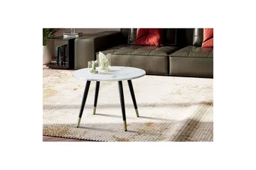 Soffbord Wohnling marmorlook 60 cm rund, modern stil Marmor Vit - Marmor Vit - Möbler - Bord & matgrupp - Soffbord