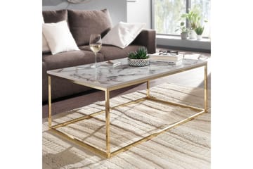 Soffbord Wohnling marmorutseende, rektangulär elegant, modern stil Guld, Marmorvit - Guld, Marmorvit - Möbler - Bord & matgrupp - Soffbord