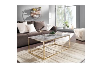 Soffbord Wohnling marmorutseende, rektangulär elegant, modern stil Guld, Marmorvit - Guld, Marmorvit - Möbler - Bord & matgrupp - Soffbord