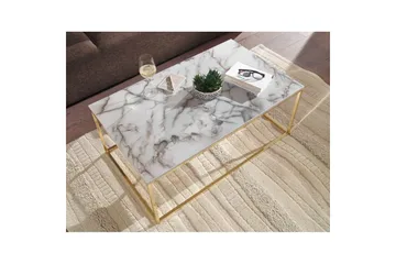 Soffbord Wohnling marmorutseende, rektangulär elegant, modern stil Guld, Marmorvit - Guld, Marmorvit - Möbler - Bord & matgrupp - Marmorbord
