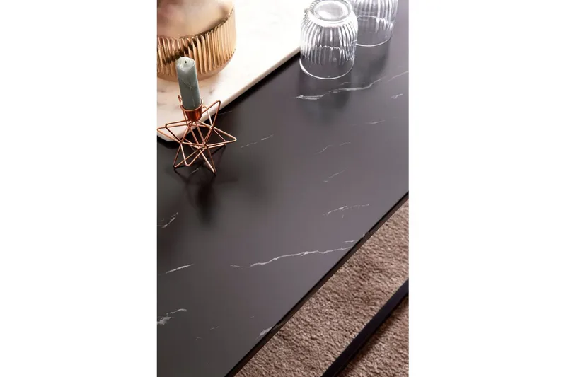 Soffbord Wohnling marmorutseende, rektangulär elegant, modern stil Svart, marmor svart - Svart, marmor svart - Möbler - Bord & matgrupp - Marmorbord