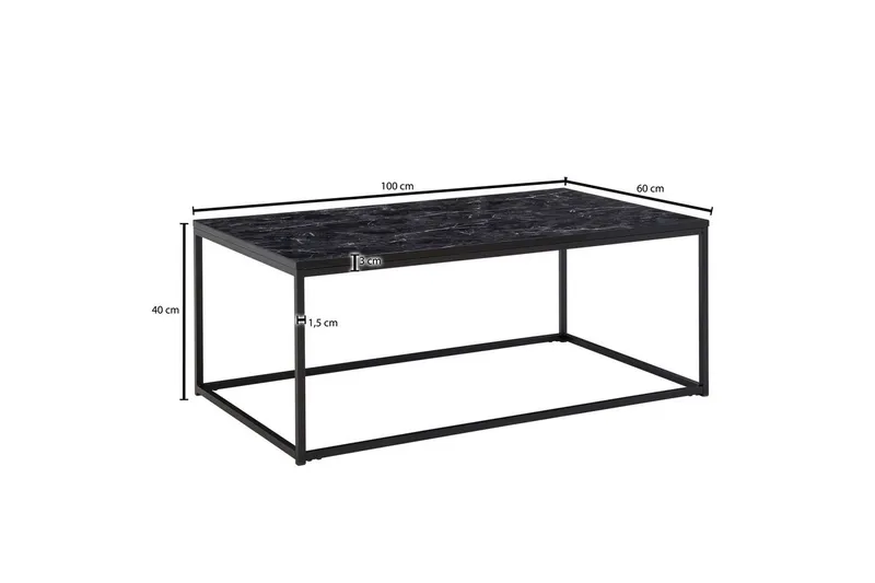 Soffbord Wohnling marmorutseende, rektangulär elegant, modern stil Svart, marmor svart - Svart, marmor svart - Möbler - Bord & matgrupp - Soffbord