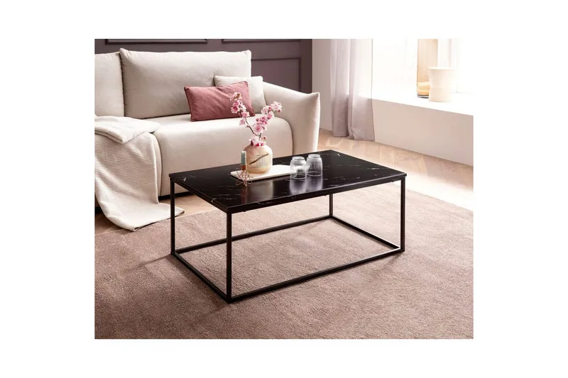 Soffbord Wohnling marmorutseende, rektangulär elegant, modern stil Svart, marmor svart - Svart, marmor svart - Möbler - Bord & matgrupp - Marmorbord